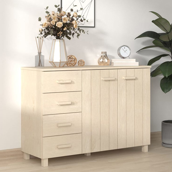 Read more about Matia pinewood sideboard with 2 doors 4 drawers in honey brown