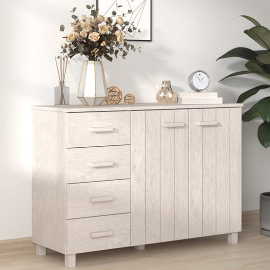 Read more about Matia pinewood sideboard with 2 doors 4 drawers in white
