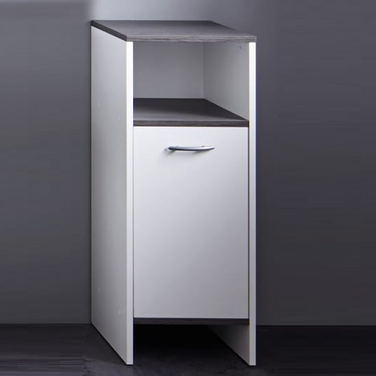Photo of Matis modern bathroom cabinet in white and smoky silver