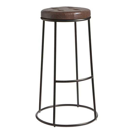 Product photograph of Matron Industrial Brown Faux Leather Bar Stool With Black Frame from Furniture in Fashion