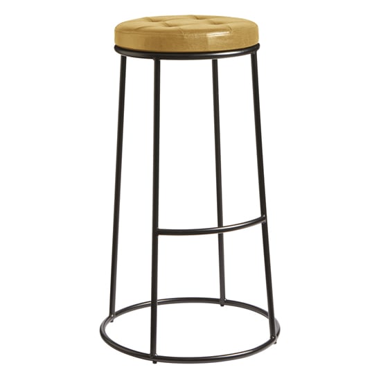 Read more about Matron industrial gold faux leather bar stool with black frame