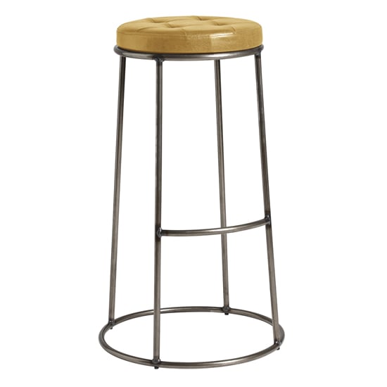 Read more about Matron industrial gold faux leather bar stool with raw frame
