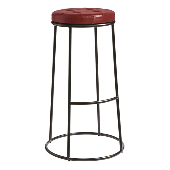 Read more about Matron industrial red faux leather bar stool with black frame
