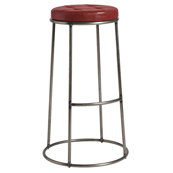 Photo of Matron industrial red faux leather bar stool with raw frame