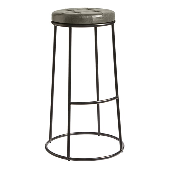 Read more about Matron industrial silver faux leather bar stool with black frame