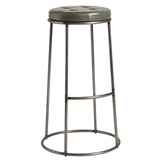 Read more about Matron industrial silver faux leather bar stool with raw frame