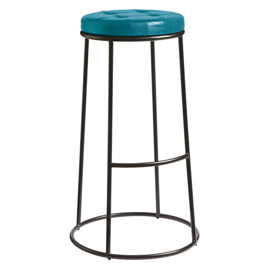Read more about Matron industrial teal faux leather bar stool with black frame