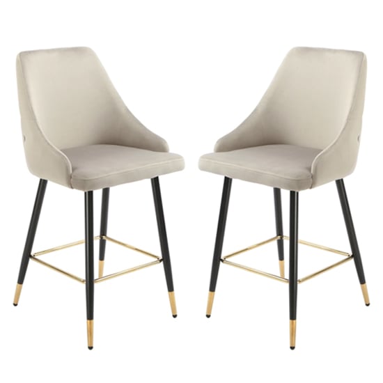 Read more about Maura chesterfield grey velvet bar chairs in pair