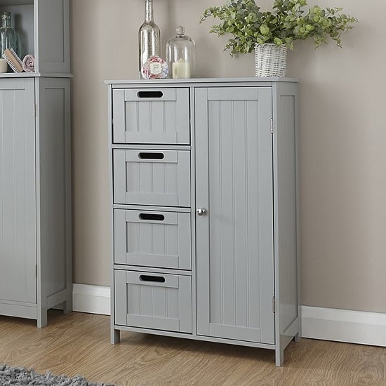 Read more about Catford wooden bathroom storage unit in grey with 1 door