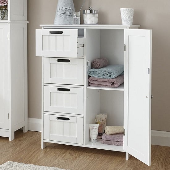 Catford Wooden Bathroom Storage Unit In White With 1 Door | Furniture ...