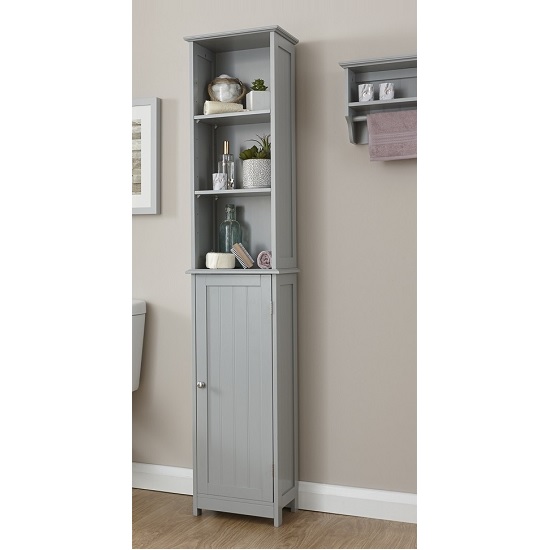 Read more about Catford wooden storage cupboard tall in grey with 1 door