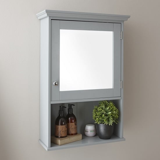 Product photograph of Catford Wall Mounted Mirrored Bathroom Cabinet In Grey And from Furniture in Fashion
