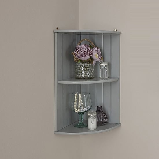 Read more about Catford wooden wall mounted shelving unit in grey