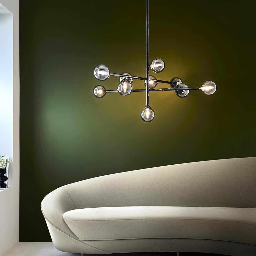 Read more about Mayetta 10 smoked mirror glass pendant ceiling light in chrome