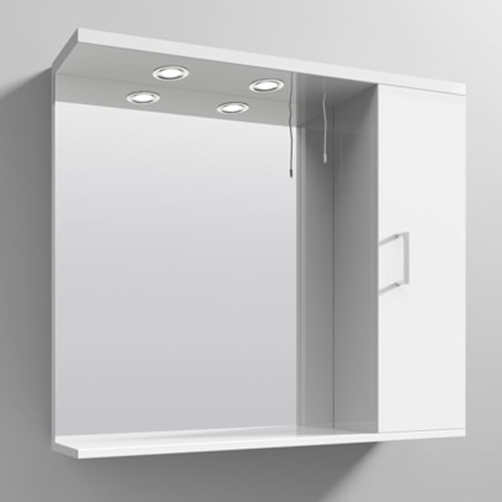 Mayetta 85cm Bathroom Mirrored Cabinet In Gloss White