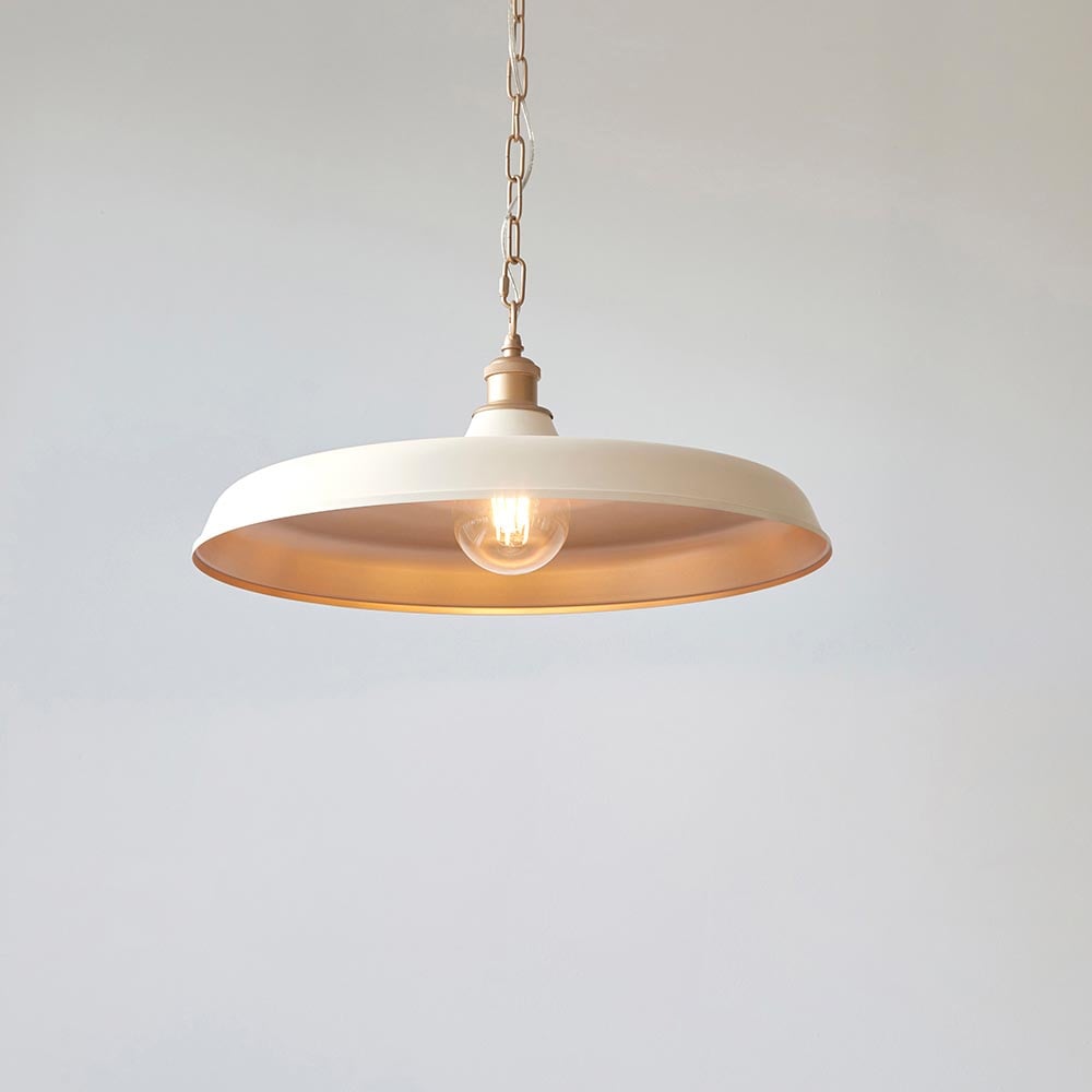 Product photograph of Mayetta White Metal Pendant Ceiling Light In Satin Brass from Furniture in Fashion