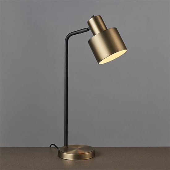 Read more about Mayfield task table lamp in matt antique brass and matt black