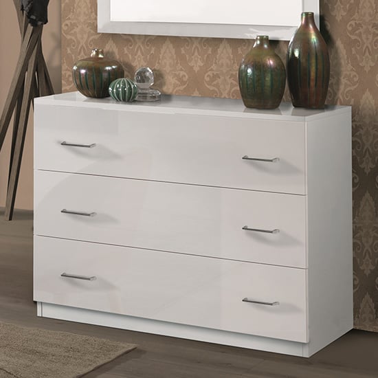 Photo of Mayon wooden chest of drawers in white high gloss