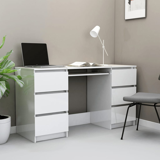 Read more about Mayra high gloss laptop desk with 6 drawers in white