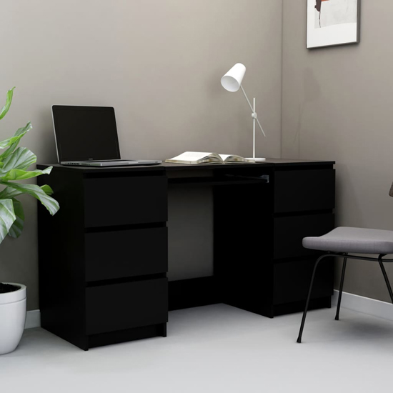 Read more about Mayra wooden laptop desk with 6 drawers in black