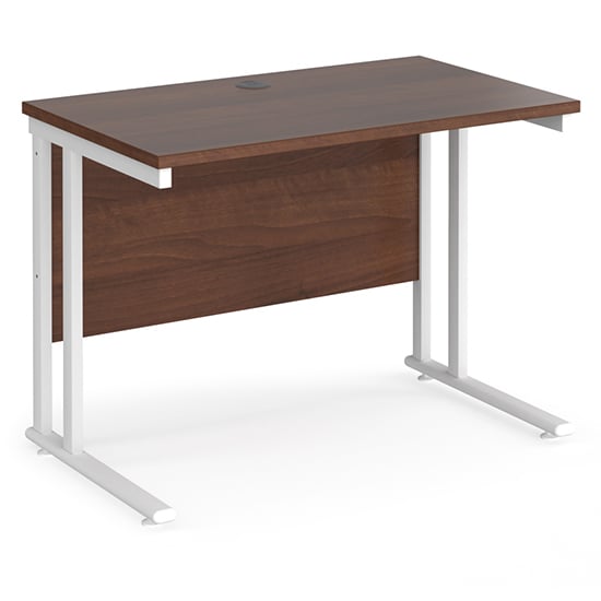 Product photograph of Mears 1000mm Cantilever Wooden Computer Desk In Walnut White from Furniture in Fashion
