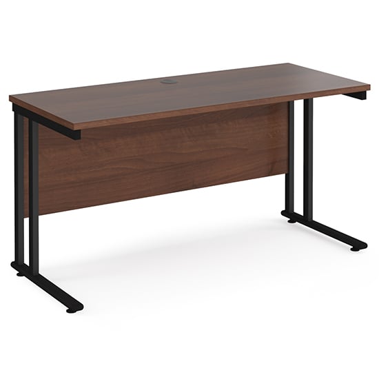 Photo of Mears 1400mm cantilever wooden computer desk in walnut black
