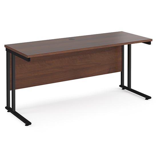 Photo of Mears 1600mm cantilever wooden computer desk in walnut black