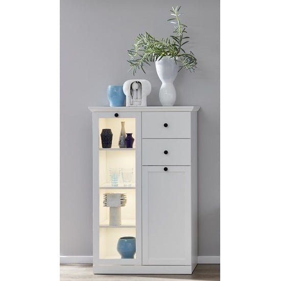 Product photograph of Median Wooden Small Display Cabinet In White With Led Lighting from Furniture in Fashion