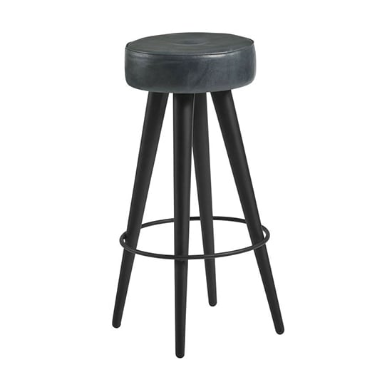 Read more about Medina round faux leather bar stool in vintage grey