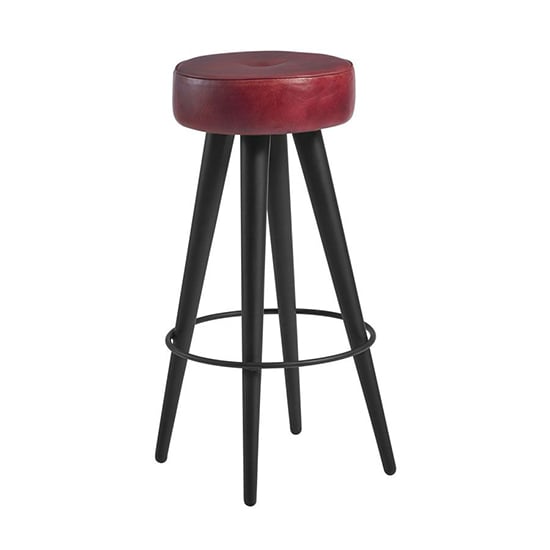 Read more about Medina round faux leather bar stool in vintage red