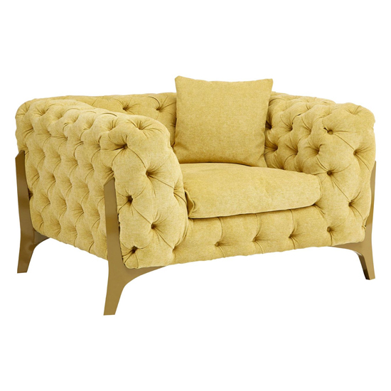 Product photograph of Medina Upholstered Fabric Armchair In Yellow from Furniture in Fashion