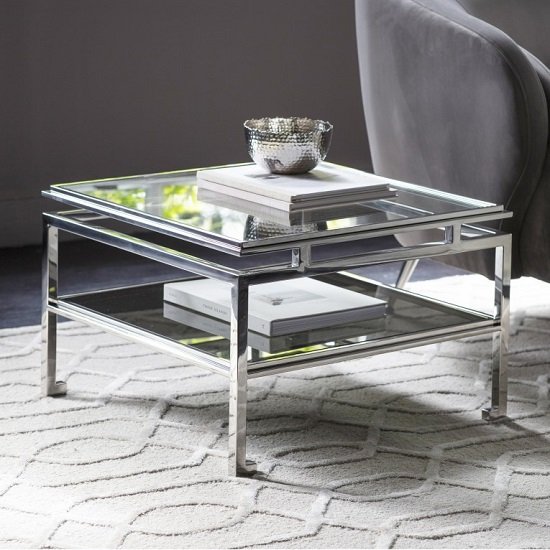 Product photograph of Medulla Low Glass Side Table In Silver Finish Metal Frame from Furniture in Fashion