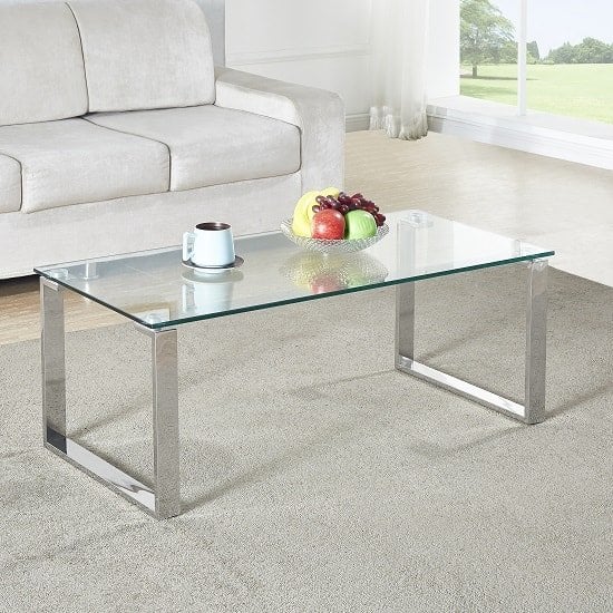 Read more about Megan clear glass rectangular coffee table with chrome legs