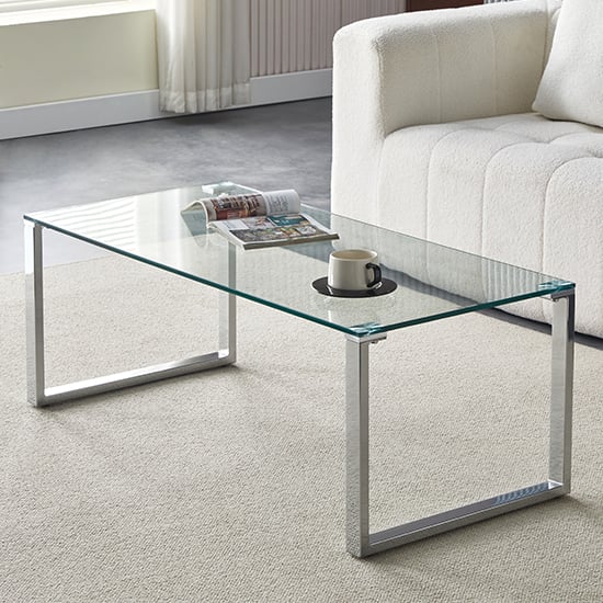 Megan Clear Glass Rectangular Coffee Table With Chrome Legs | Furniture ...