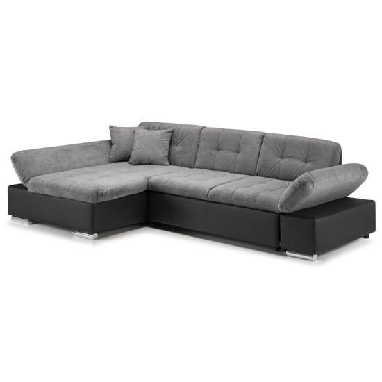 Photo of Meigle fabric left hand corner sofa bed in black and grey