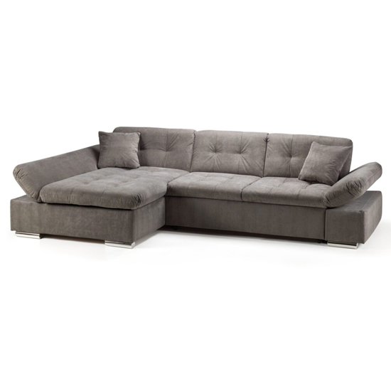 Product photograph of Meigle Fabric Left Hand Corner Sofa Bed In Grey from Furniture in Fashion