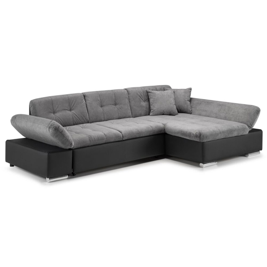 Product photograph of Meigle Fabric Right Hand Corner Sofa Bed In Black And Grey from Furniture in Fashion
