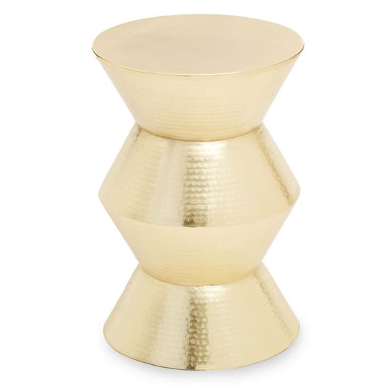 Product photograph of Mekbuda Drum Style Angular Metal Side Table In Gold from Furniture in Fashion
