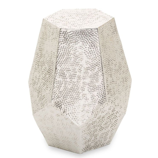 Read more about Mekbuda drum style metal side table in polished aluminium