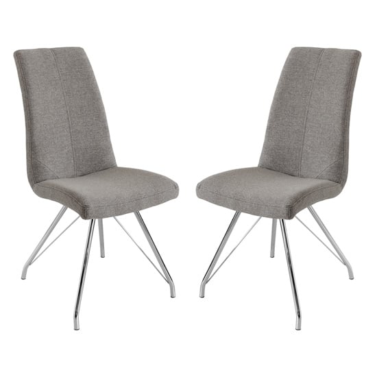 Mekbuda Grey Fabric Upholstered Dining Chair In Pair