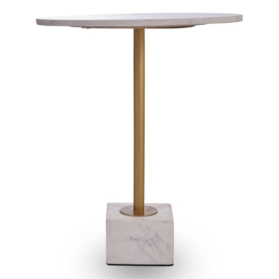 Product photograph of Mekbuda Round Marble Top Side Table With T Shaped Base from Furniture in Fashion