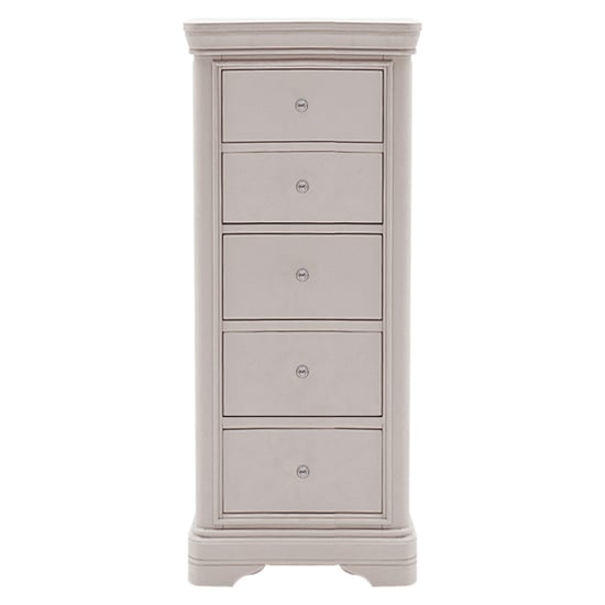 Product photograph of Melba Wooden Chest Of 5 Drawers In Taupe from Furniture in Fashion