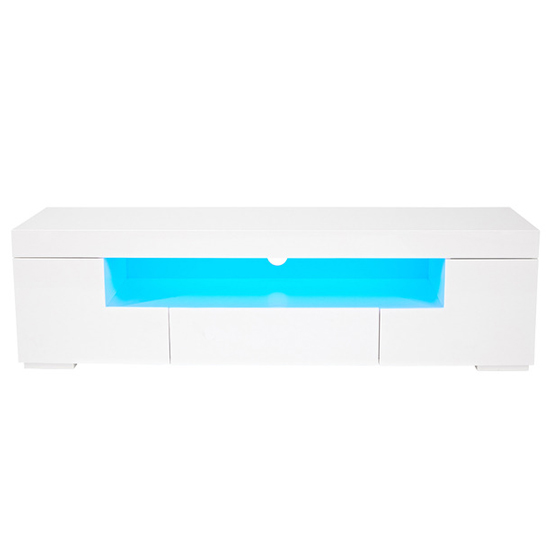 Product photograph of Melino High Gloss Tv Stand In White With 2 Doors And Led from Furniture in Fashion