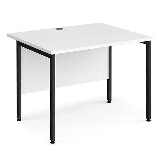 Photo of Melor 1000mm h-frame wooden computer desk in white and black