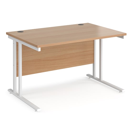 Product photograph of Melor 1200mm Cantilever Wooden Computer Desk In Beech And White from Furniture in Fashion