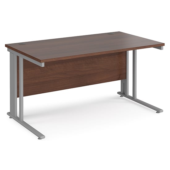 Photo of Melor 1400mm cable managed computer desk in walnut and silver