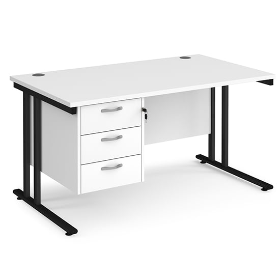 Photo of Melor 1400mm cantilever 3 drawers computer desk in white black