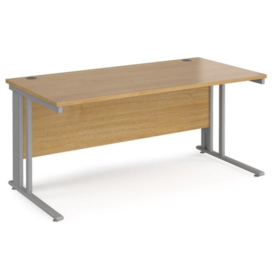 Photo of Melor 1600mm cable managed computer desk in oak and silver