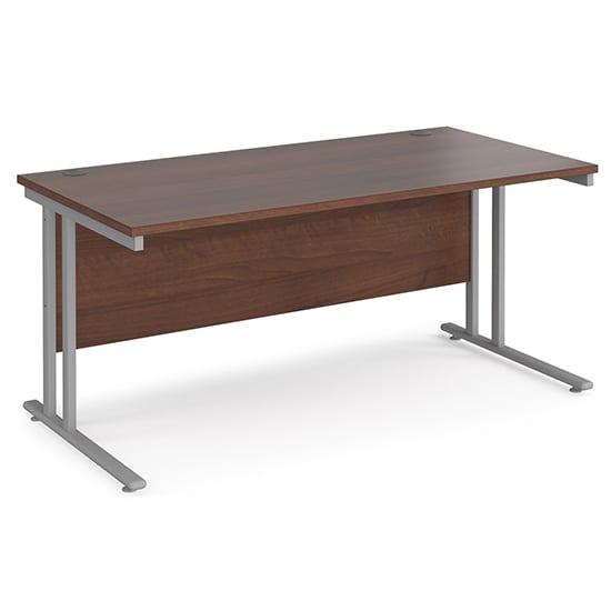 Photo of Melor 1600mm cantilever computer desk in walnut and silver