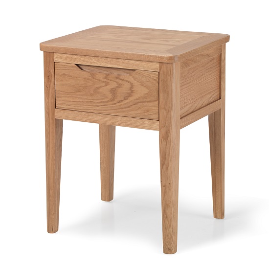 Read more about Melton wooden lamp table in natural oak with 1 drawer